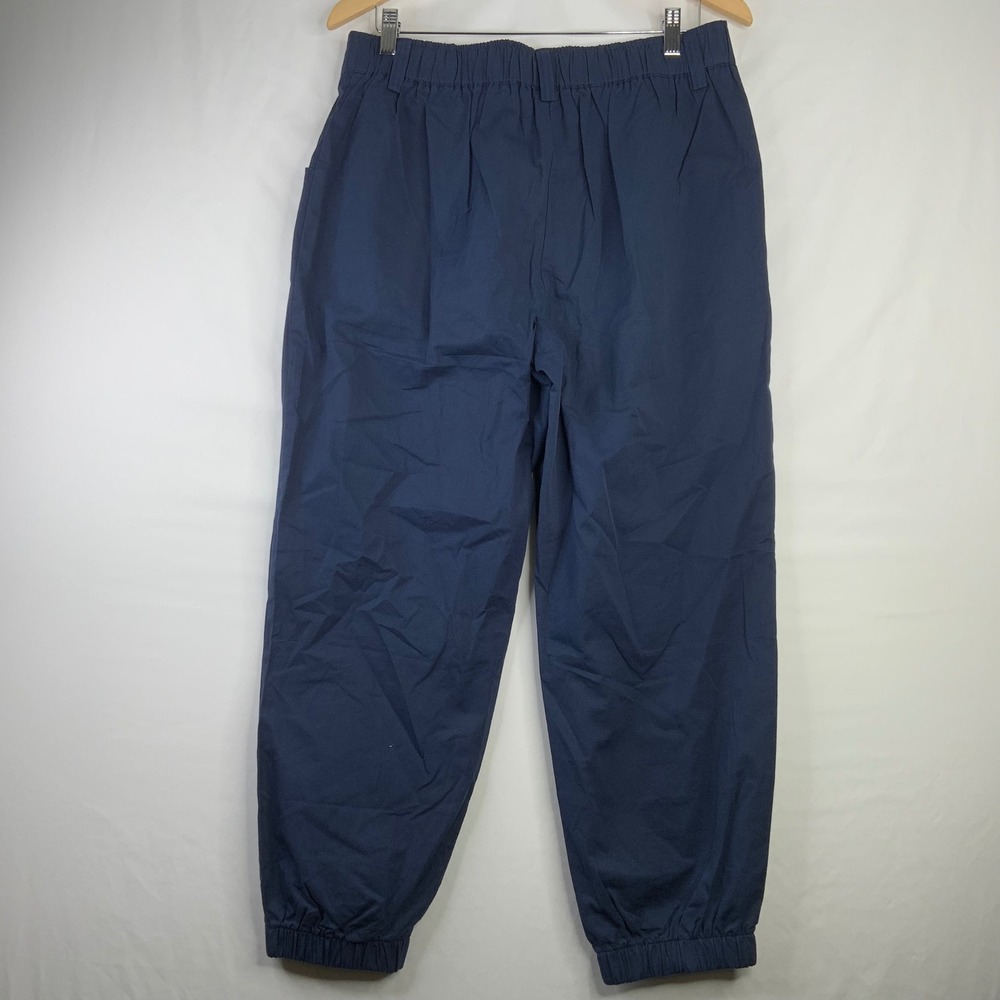 Halara Navy Blue Cotton Pleated Jogger Pants Womens Large NWT High Waisted - Picture 2 of 8